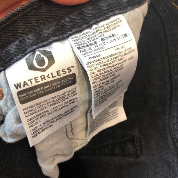 Levis 501 Jeans Button Fly Black Waterless Denim Men's 38x32 - Picture 9 of 9